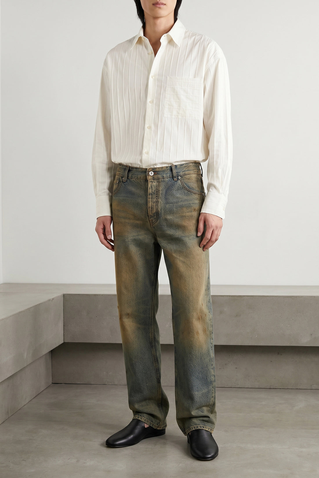 JACQUEMUS 48 la chemise camargue shirt in embroidered striped cotton poplin