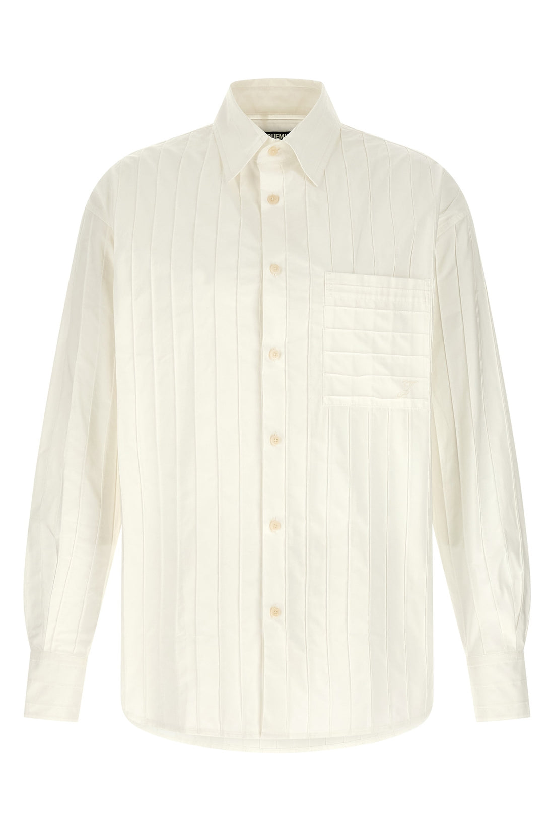 JACQUEMUS 48 la chemise camargue shirt in embroidered striped cotton poplin