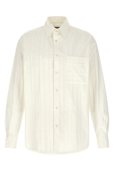 la chemise camargue shirt in embroidered striped cotton poplin