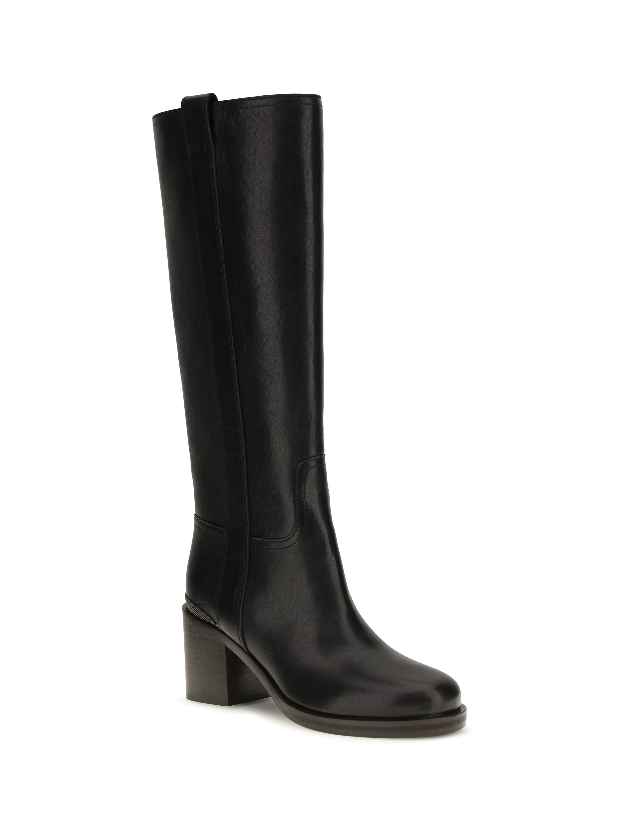 leather high boots with monile