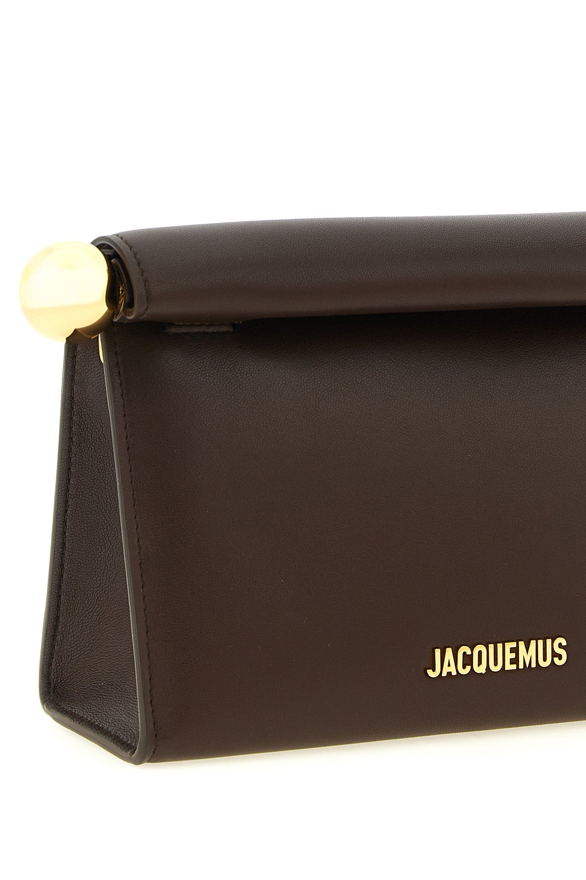 the jacquemus le sac rond carré clutch is distinguished by a structured silhou