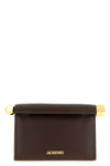 the jacquemus le sac rond carré clutch is distinguished by a structured silhou
