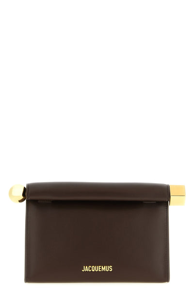 the jacquemus le sac rond carré clutch is distinguished by a structured silhou