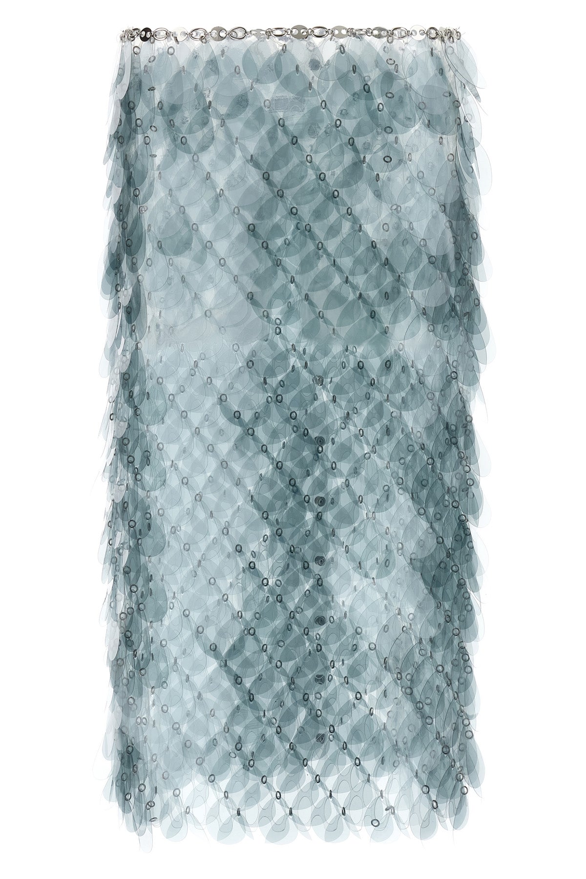 the rabanne midi skirt stands out for its iconic sartorial construction