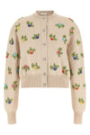 the rabanne cardigan in pure beige merino wool is distinguished by meticulous cr