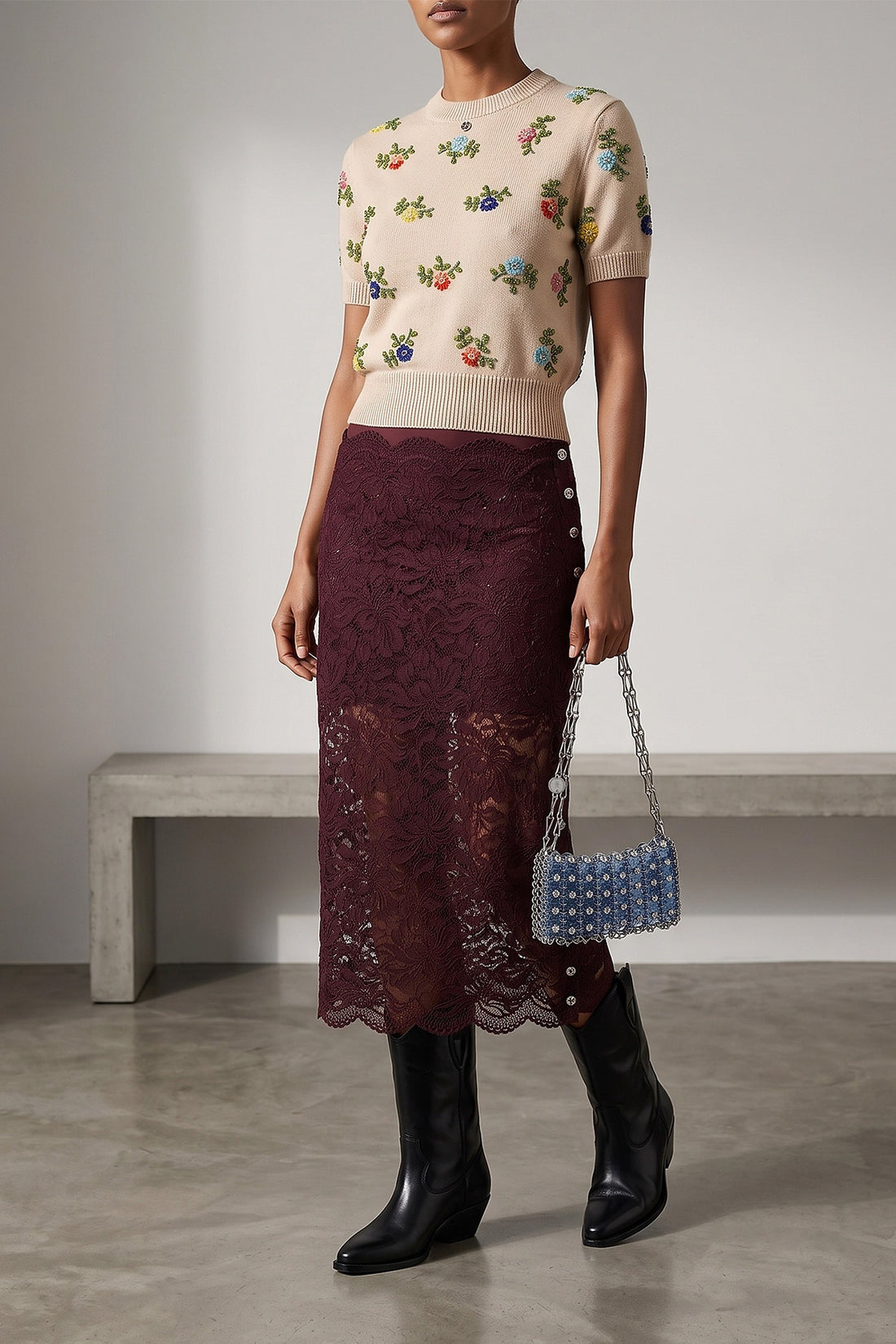 RABANNE M the rabanne short-sleeved shirt redefines luxury knitwear through precious aesth
