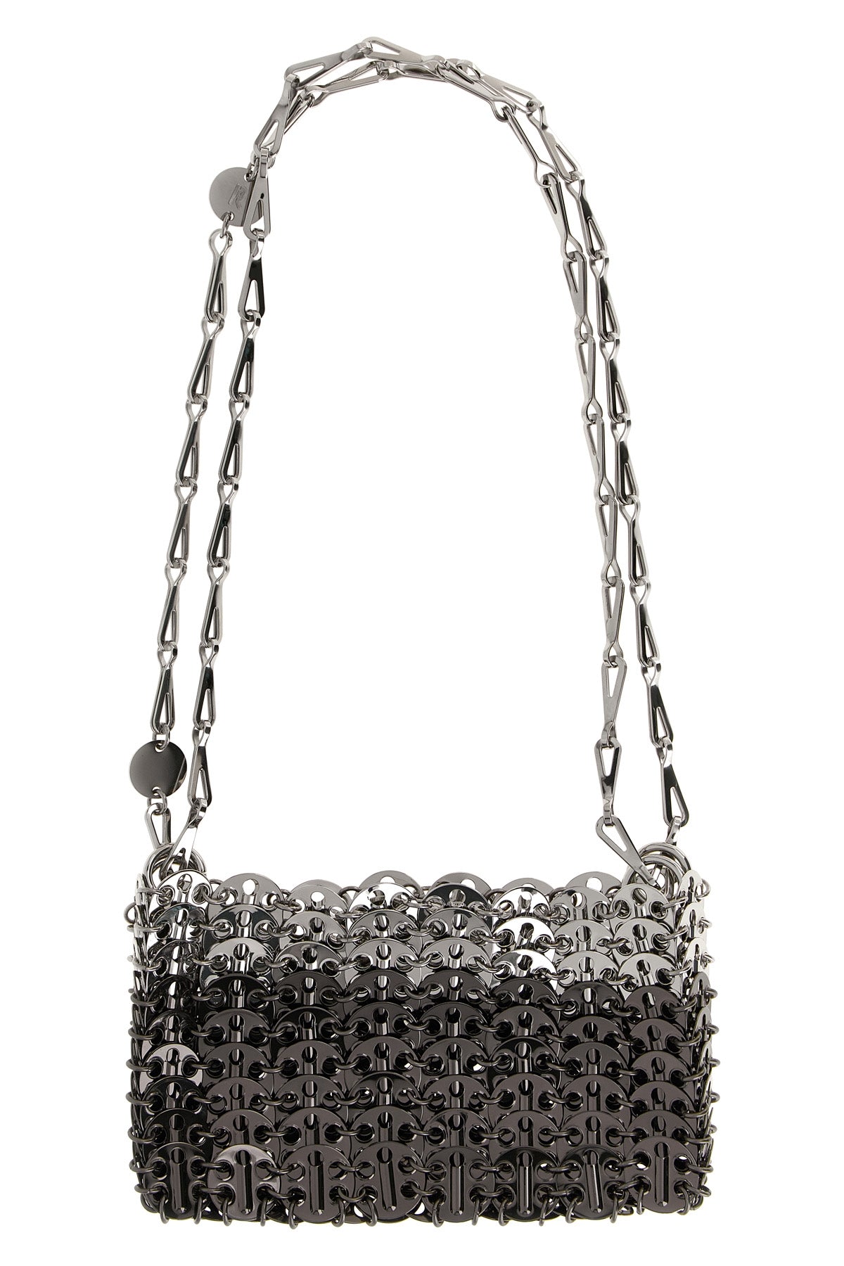 the rabanne 1969 skyline nano shoulder bag is distinguished by an iconic metal