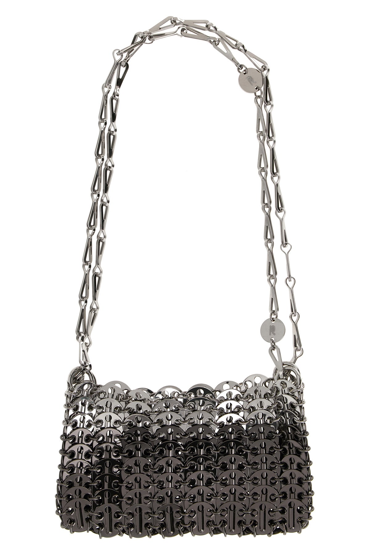 the rabanne 1969 skyline nano shoulder bag is distinguished by an iconic metal