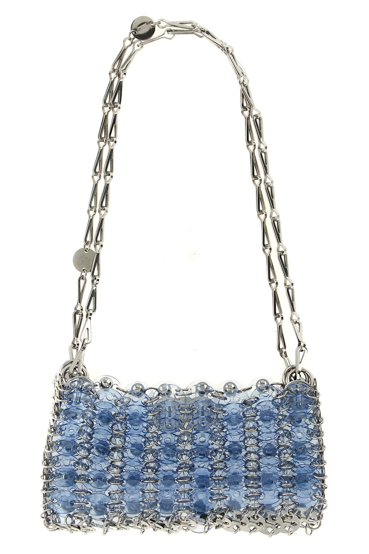 the rabanne 1969 nano shoulder bag reinterprets the iconic shape of the brand th
