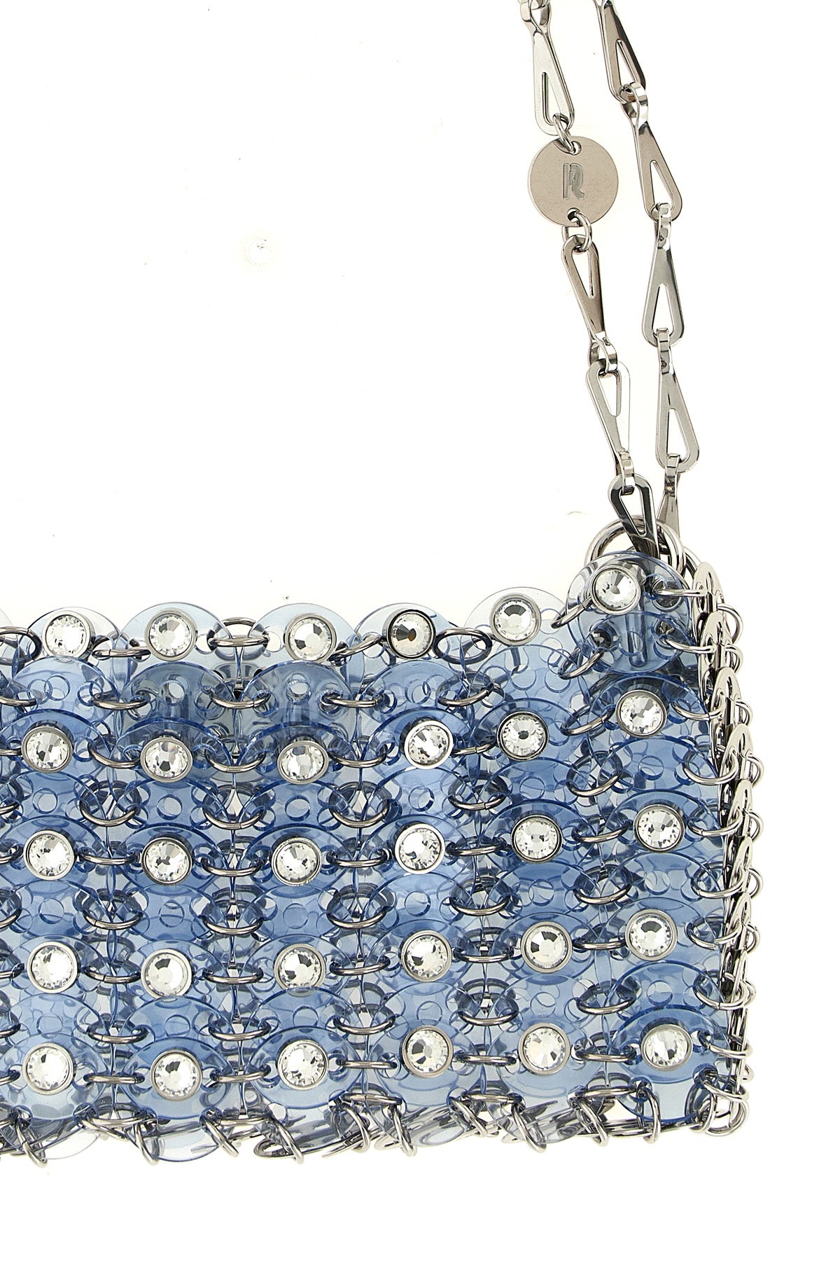 the rabanne 1969 nano shoulder bag reinterprets the iconic shape of the brand th