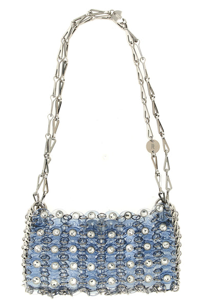 the rabanne 1969 nano shoulder bag reinterprets the iconic shape of the brand th