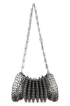 the rabanne shoulder bag is distinguished by a sculptural construction entirely