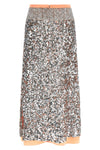 double layer viscose and fabric midi skirt