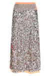 double layer viscose and fabric midi skirt