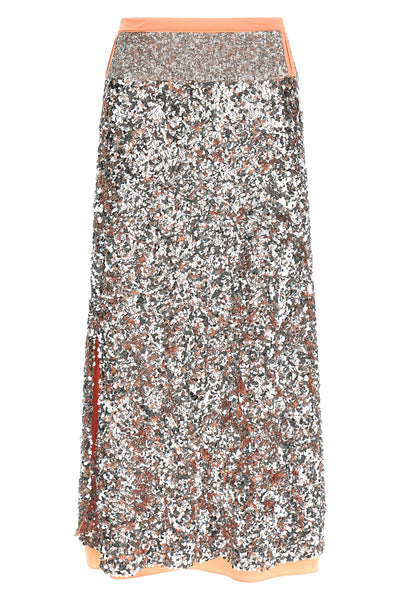 double layer viscose and fabric midi skirt