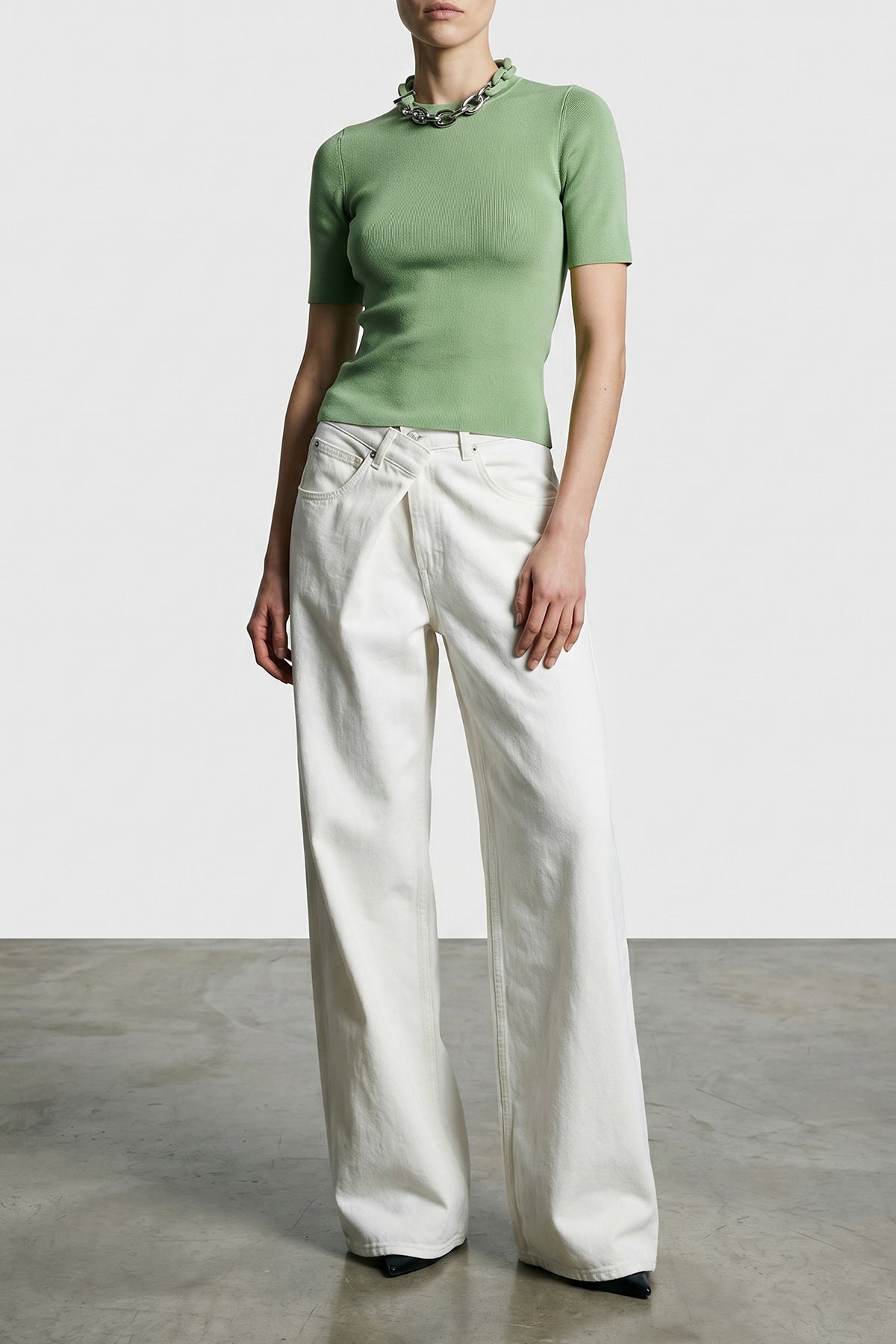 micro ribbed stretch cotton t-shirt