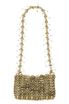 1969 nano crystal shoulder bag in metal mesh and front crystal charms