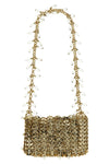 1969 nano crystal shoulder bag in metal mesh and front crystal charms