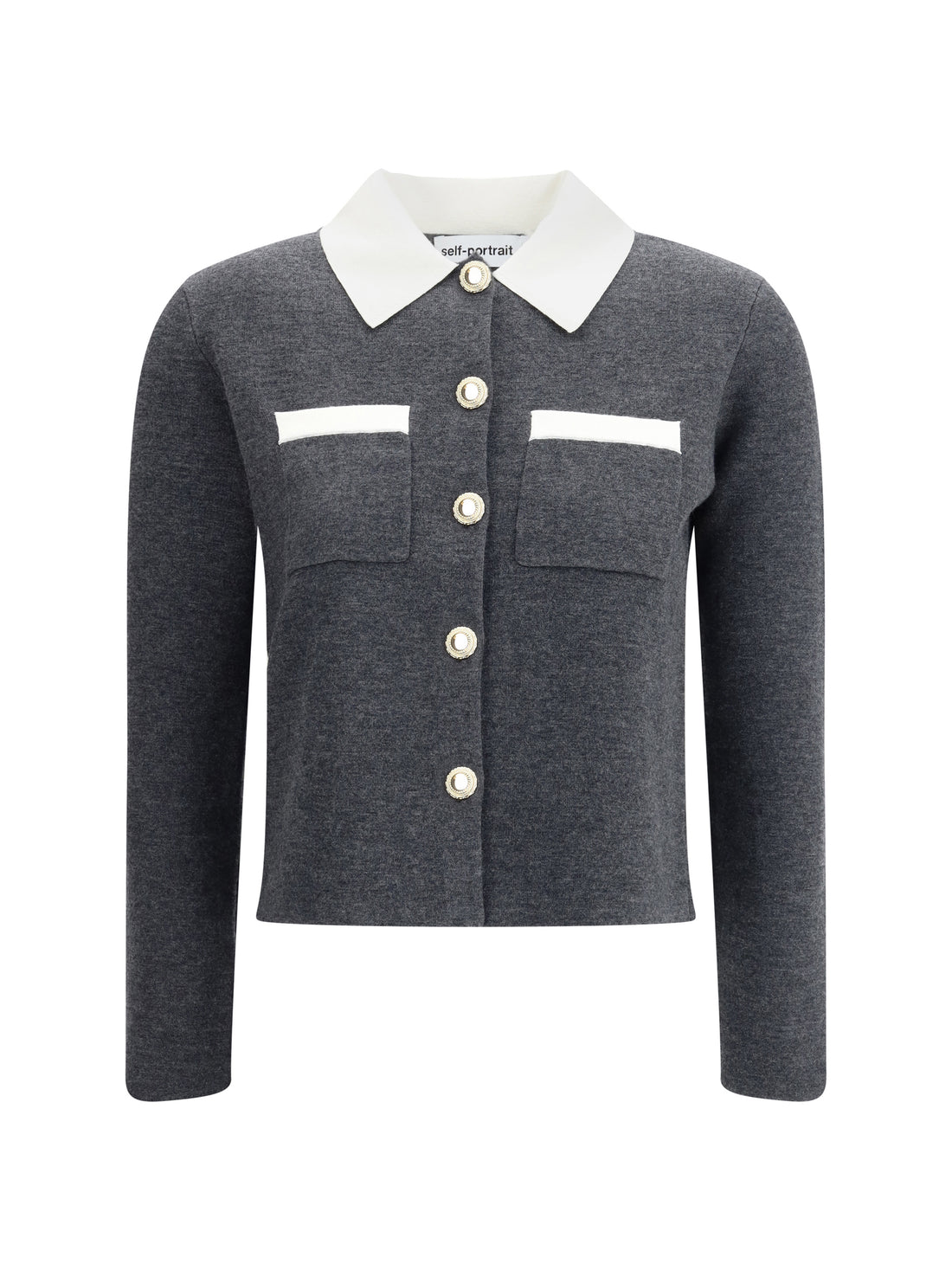 SELF-PORTRAIT M contrast collar cardigan