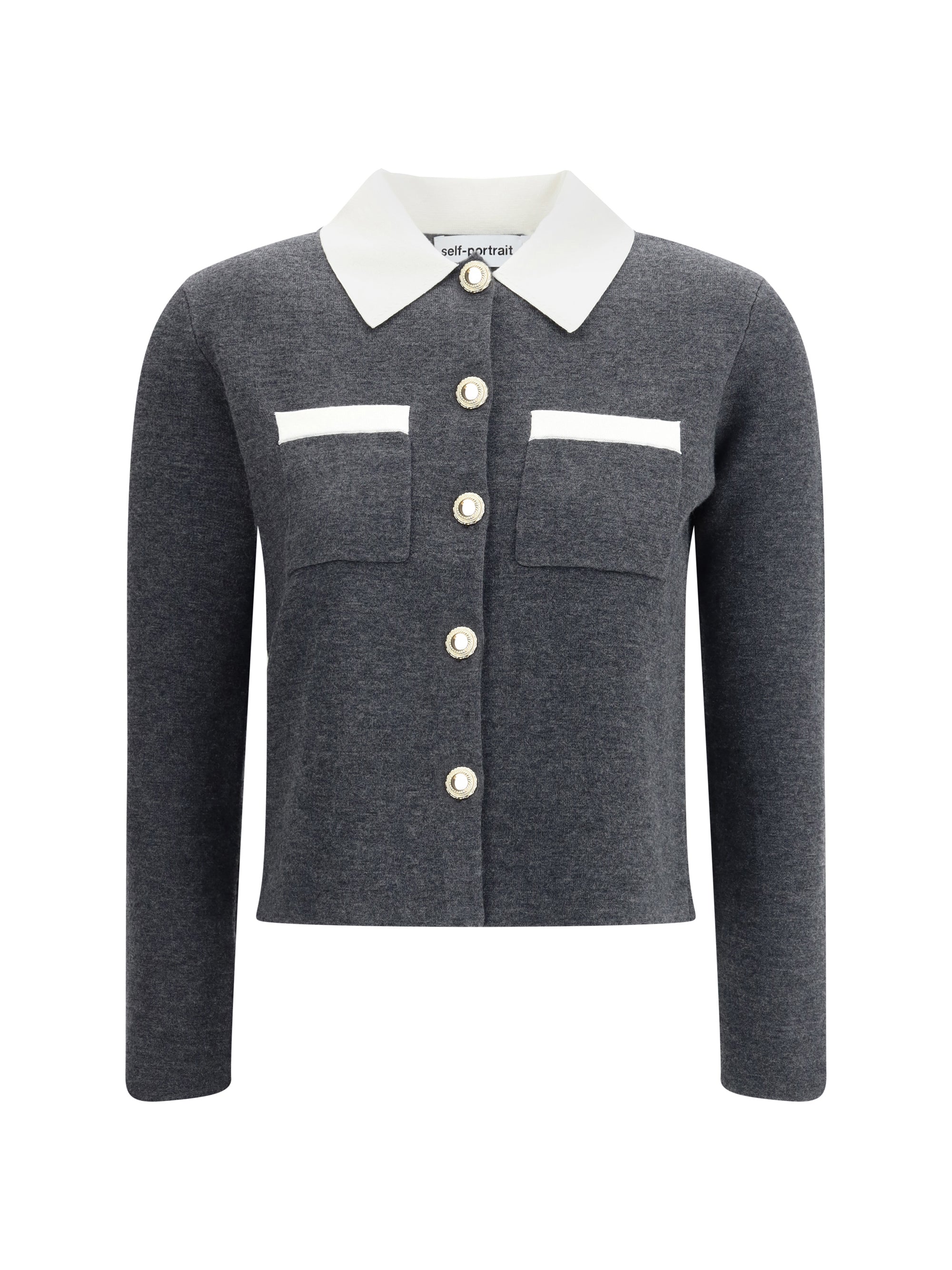 SELF-PORTRAIT M contrast collar cardigan