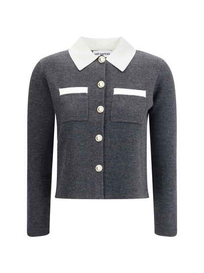 SELF-PORTRAIT M contrast collar cardigan