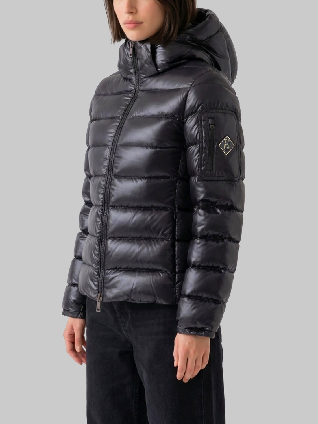 HERNO 40 black short down jacket