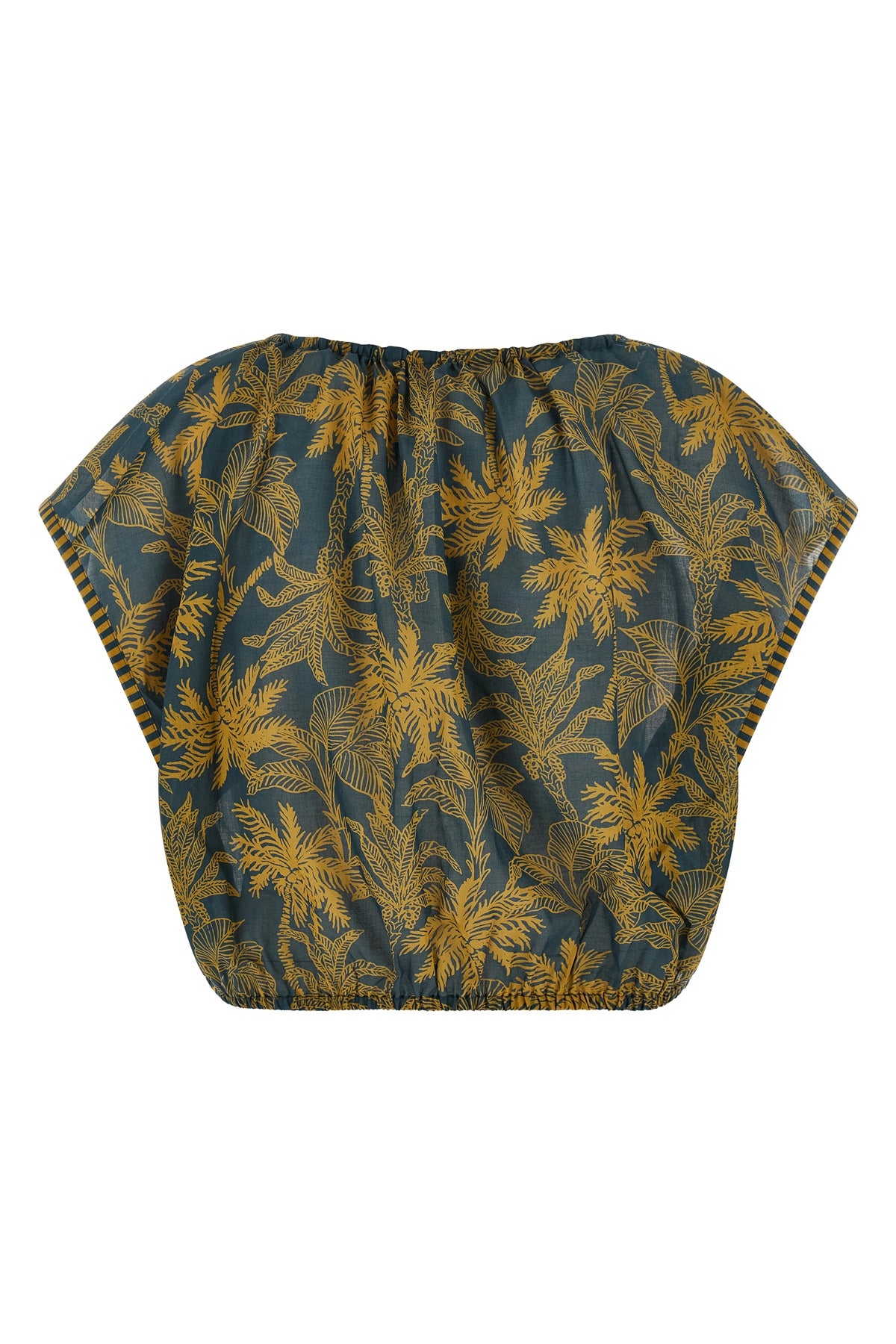 crocodile crop top in imprimé voyage océan patterned cotton voile