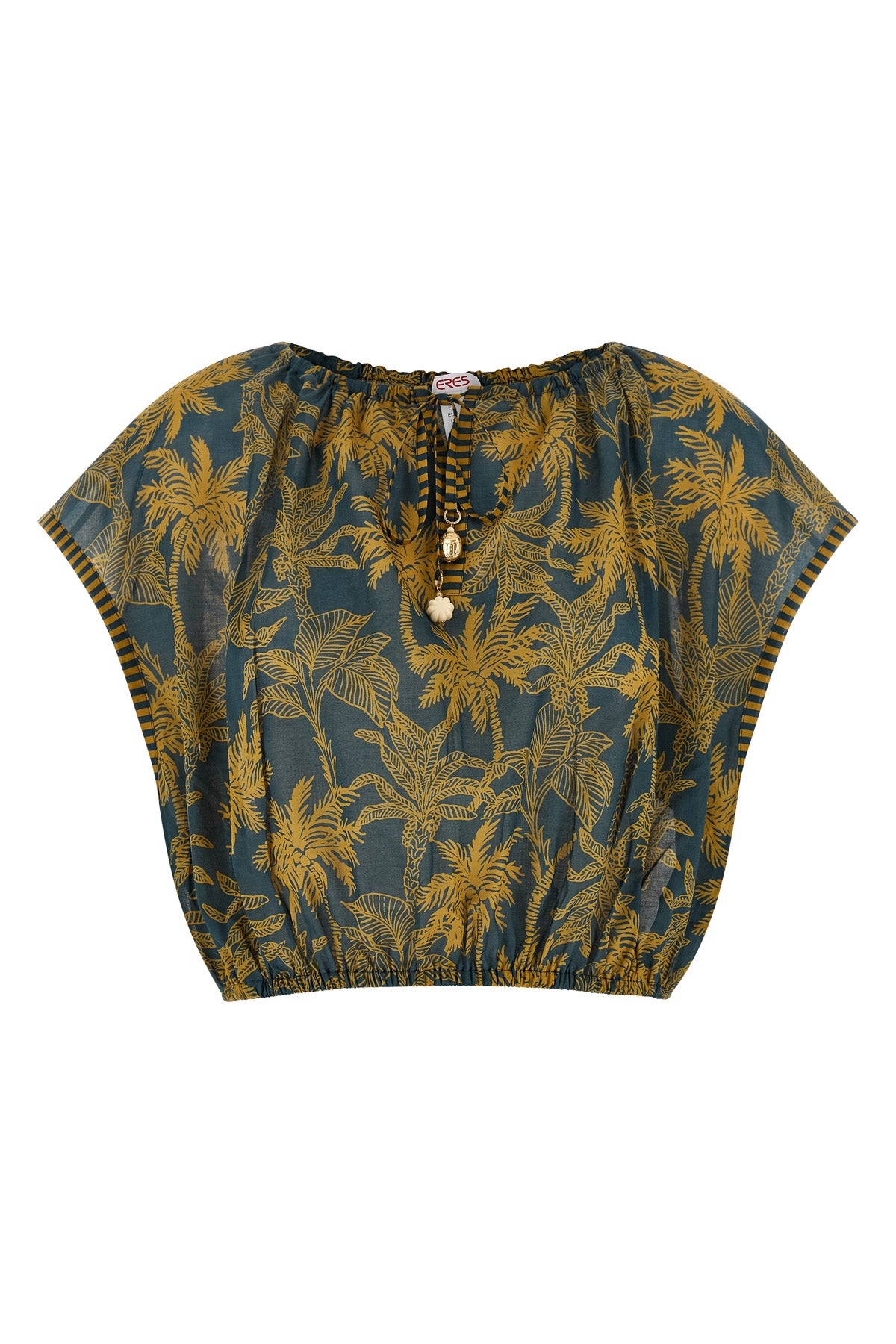 crocodile crop top in imprimé voyage océan patterned cotton voile