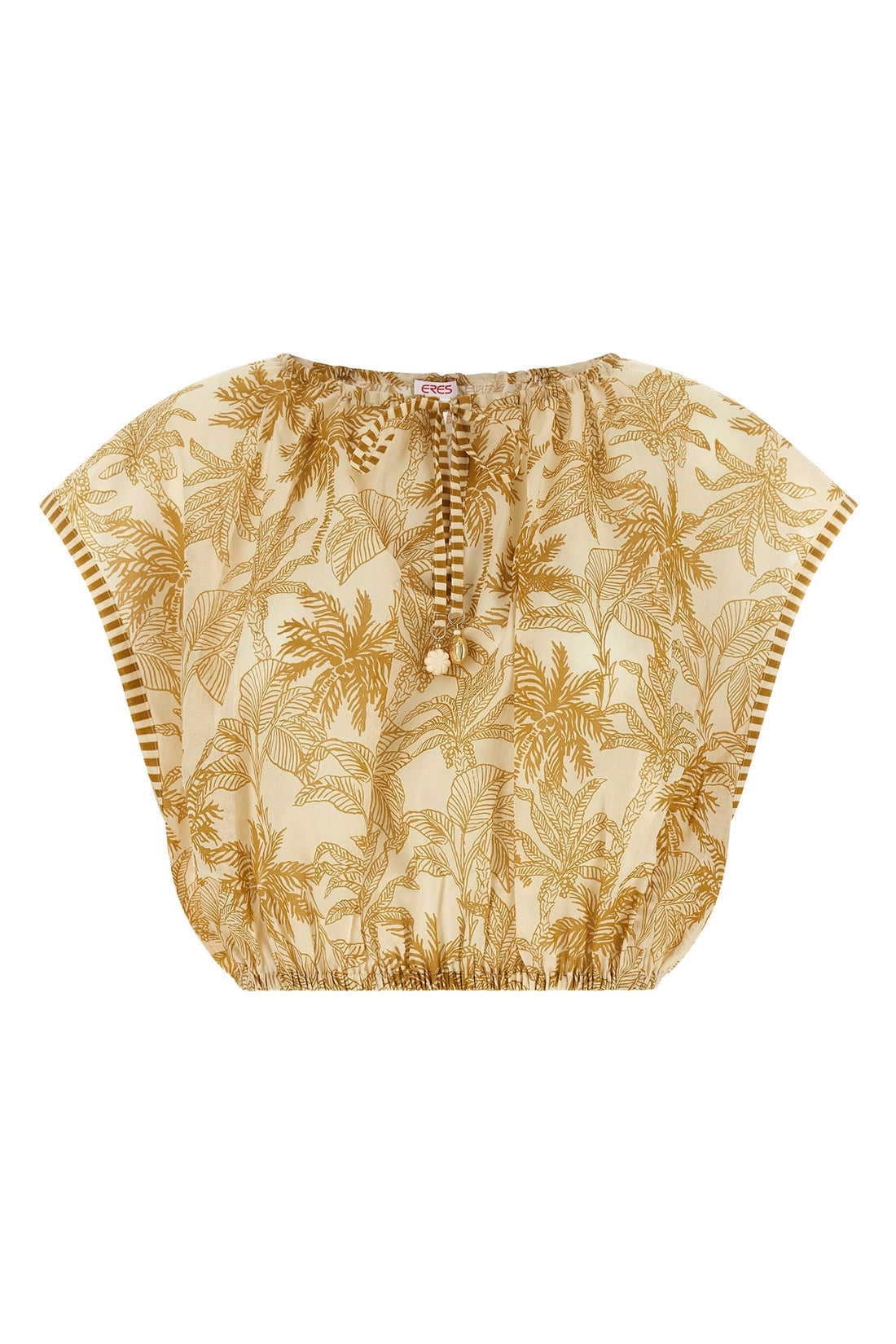 ERES L crocodile crop top in imprimé voyage panama patterned cotton voile