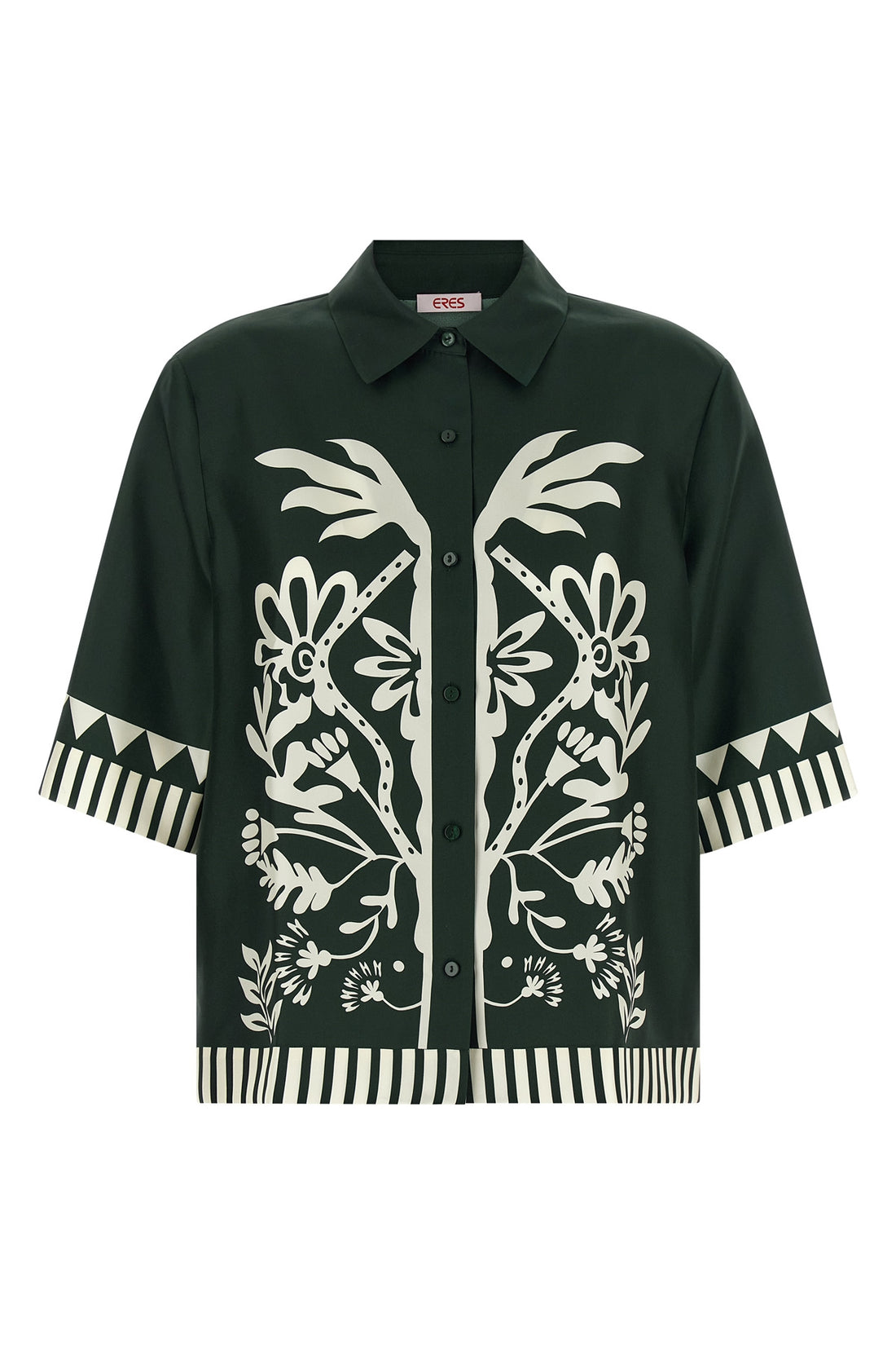 ERES 38 émeraude shirt in panama patterned silk twill