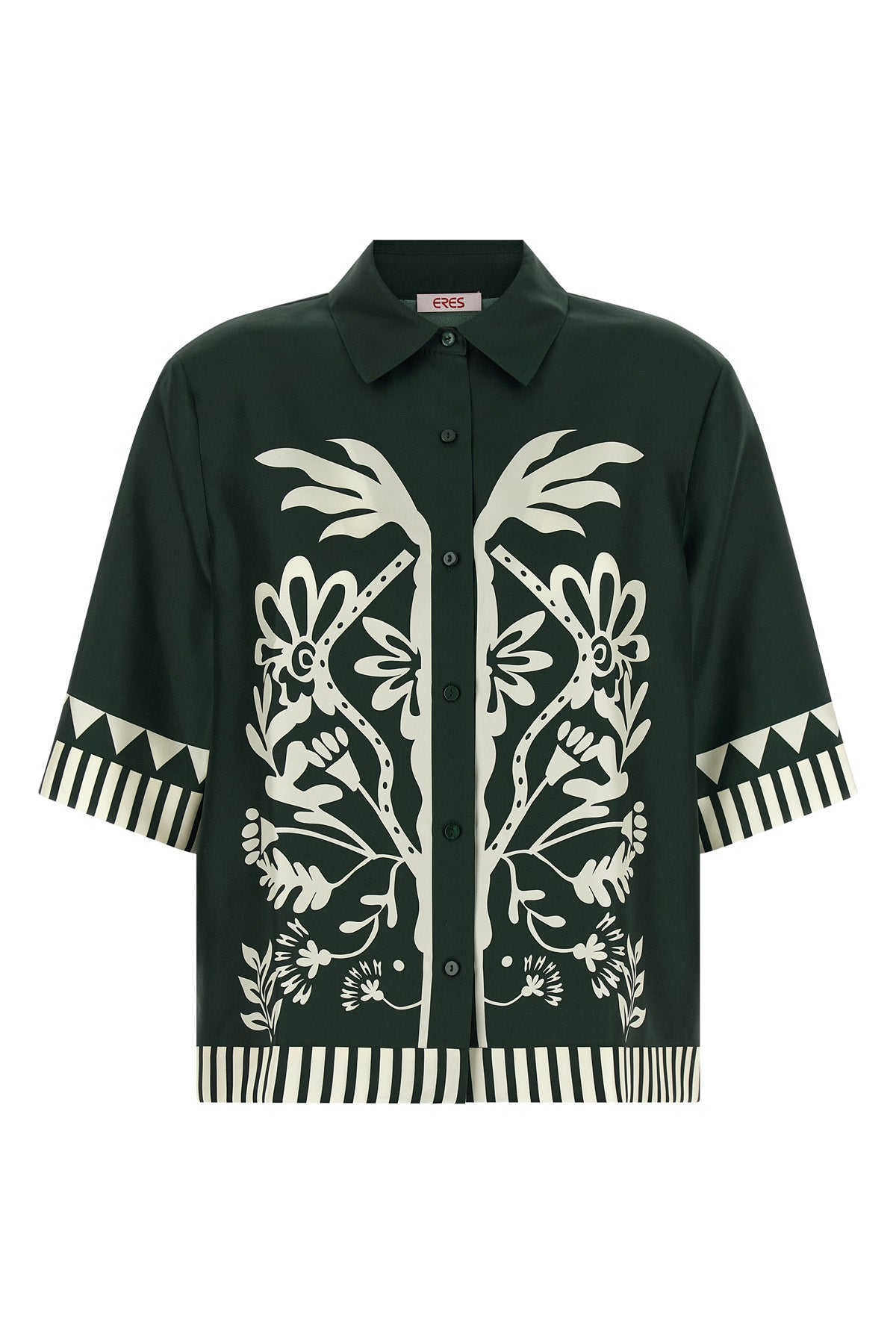 émeraude shirt in panama patterned silk twill