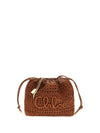raffia drawstring shoulder bag