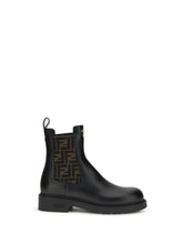 FENDI 36.5 ff leather and fabric ankle boots