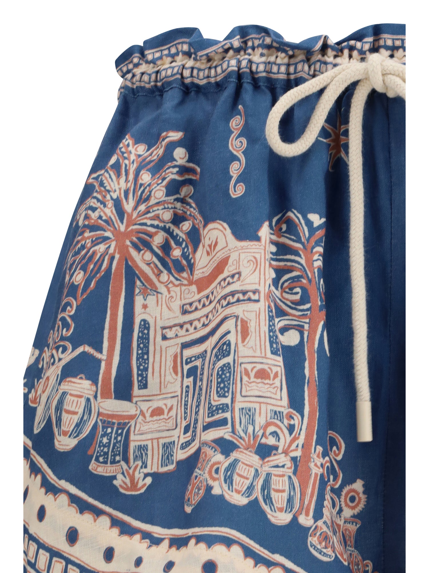 ALEMAIS 6 acacia printed linen shorts