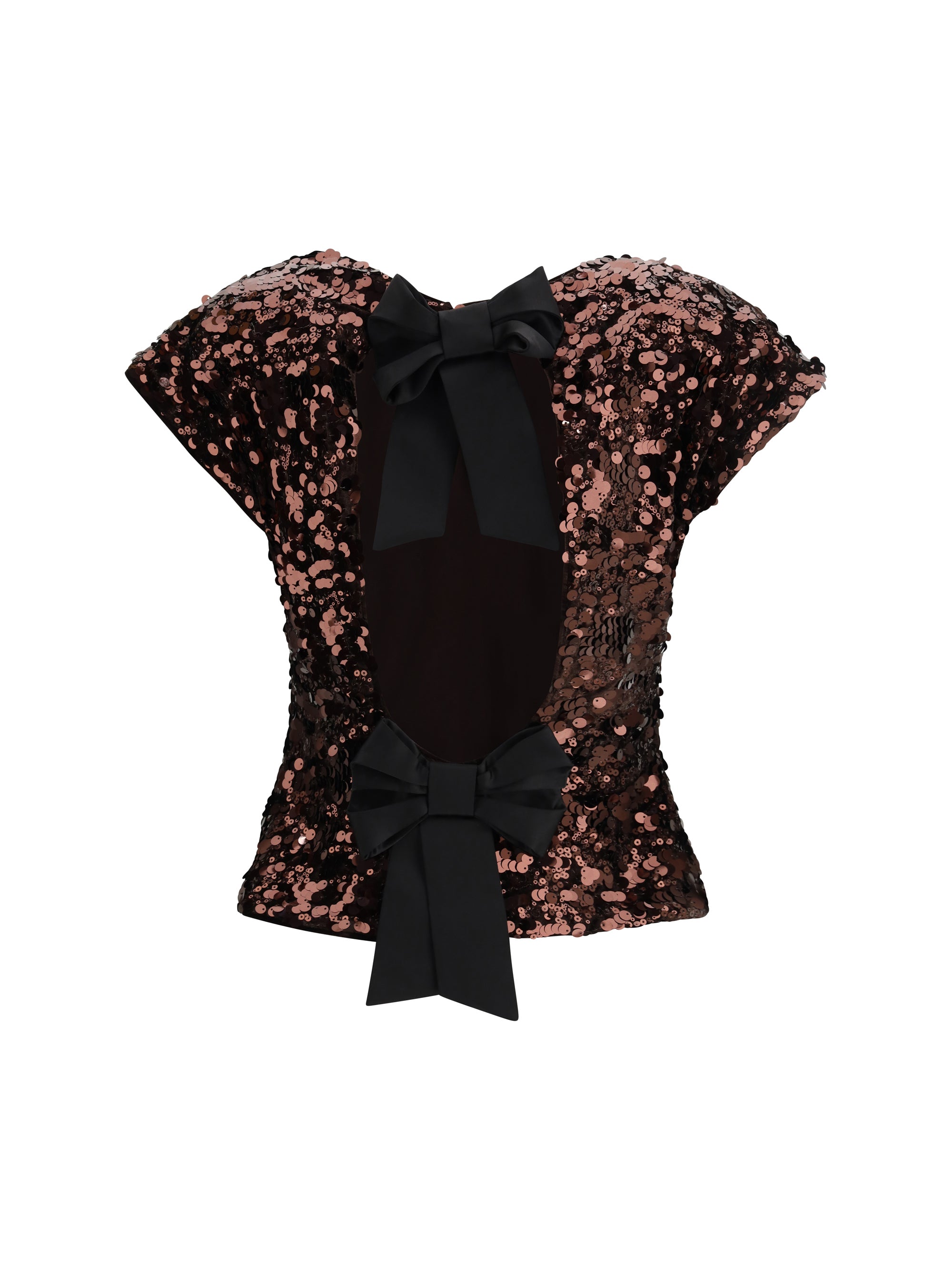 sequin top with bow back