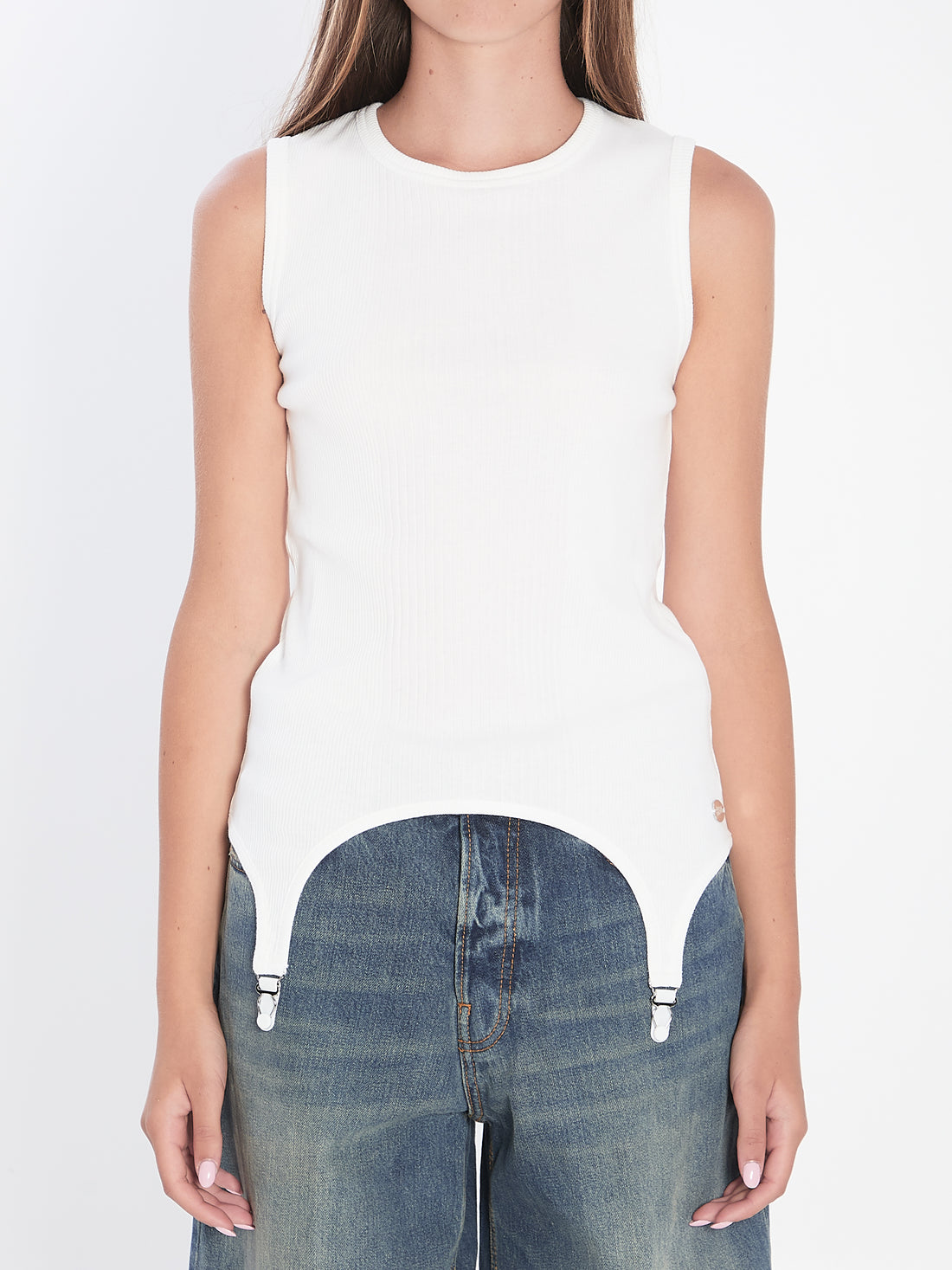JEAN PAUL GAULTIER M tank top with lingerie garter 