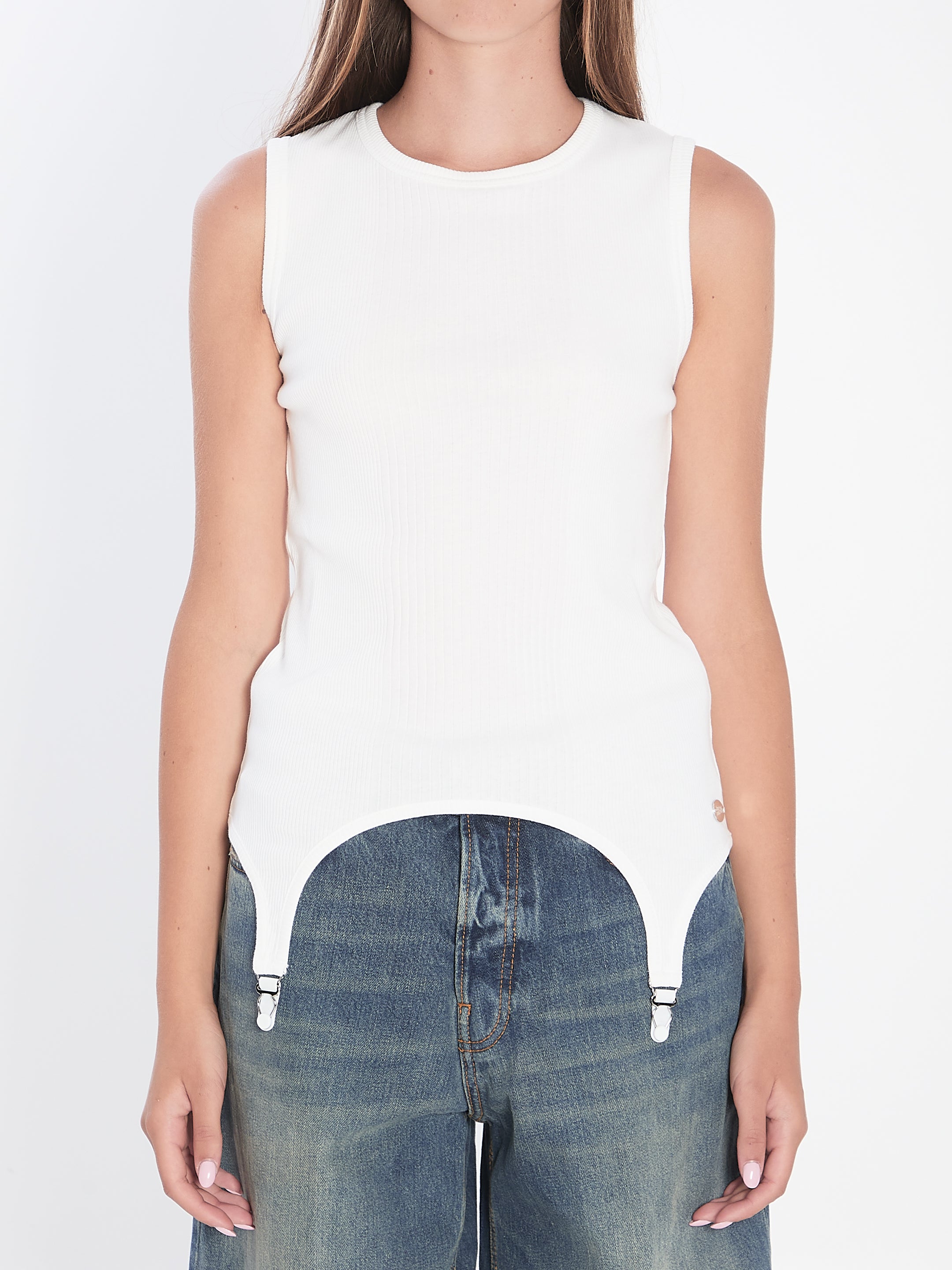 JEAN PAUL GAULTIER M tank top with lingerie garter 