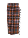 tartan fringed wrap skirt