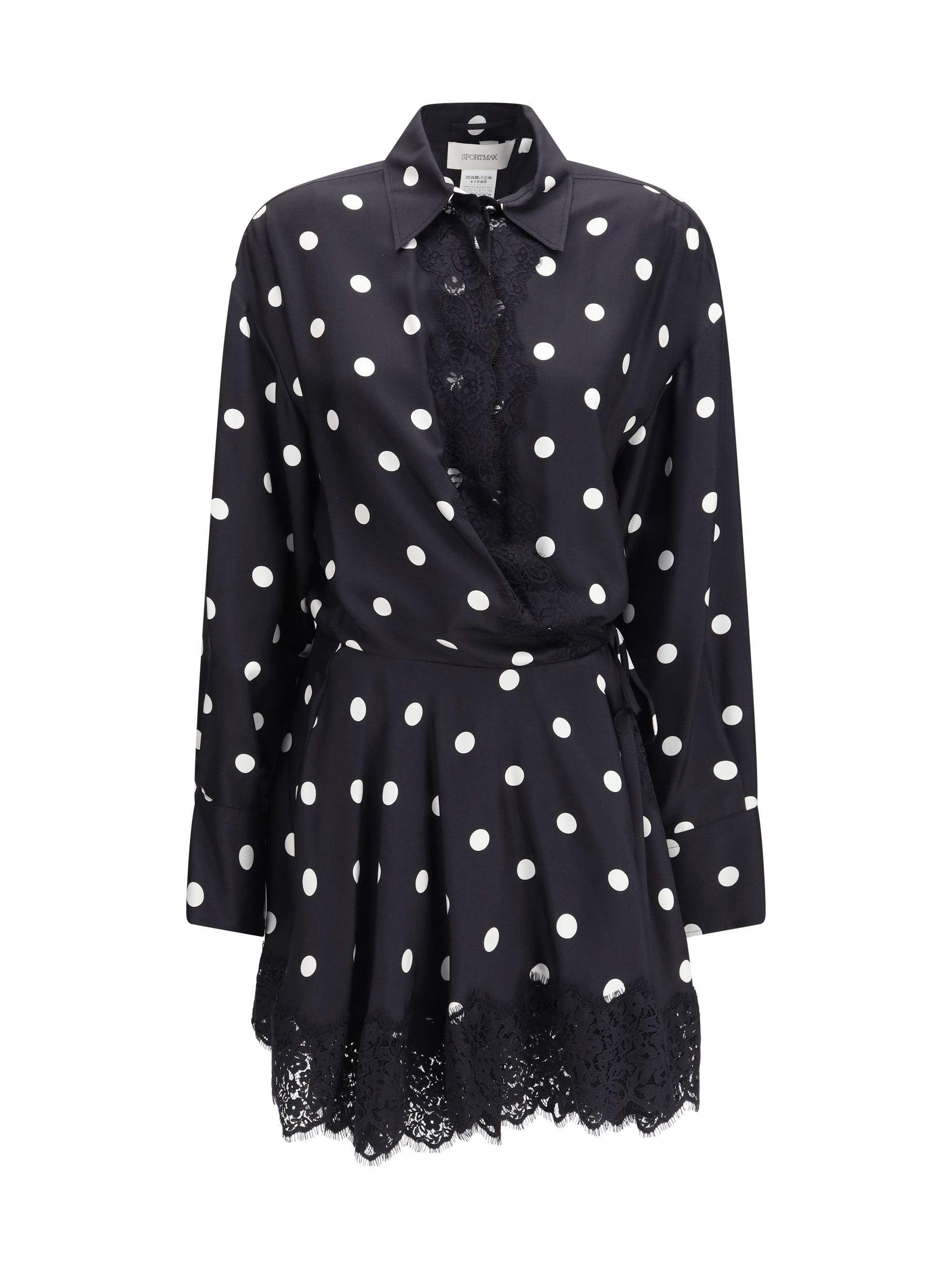 polka dot lace dress with drawstring