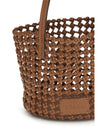 woven leather bucket bag