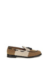 two-tone bouclé-effect loafers