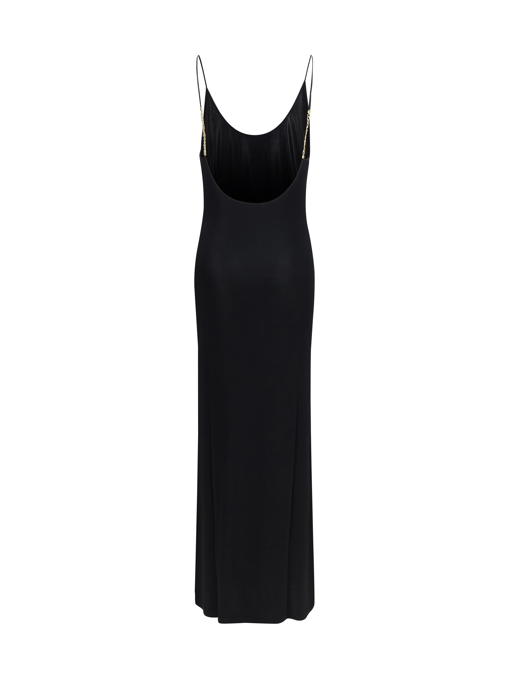 backless knit dress with cassandre chain