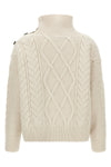 the yves salomon wool and cashmere sweater is distinguished by a complex braid w