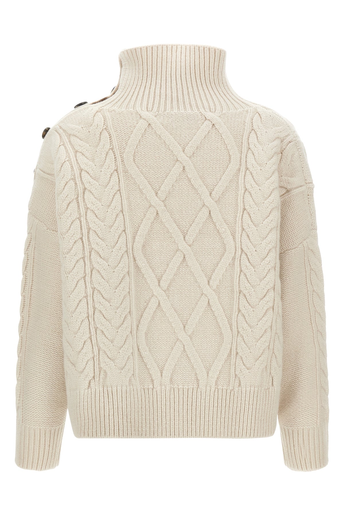 the yves salomon wool and cashmere sweater is distinguished by a complex braid w