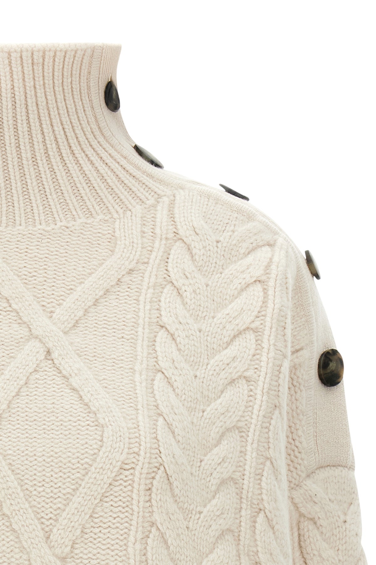 the yves salomon wool and cashmere sweater is distinguished by a complex braid w