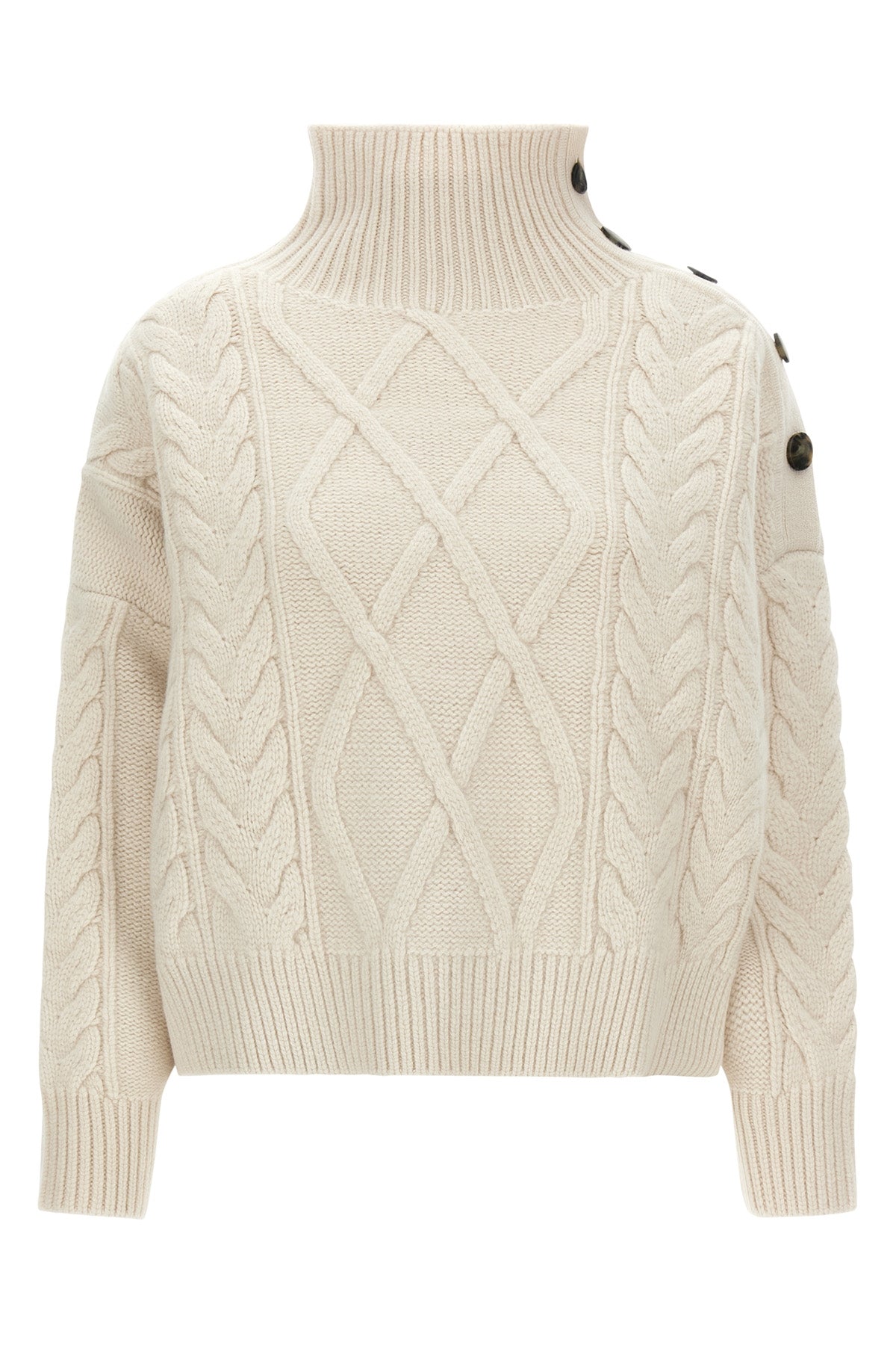 the yves salomon wool and cashmere sweater is distinguished by a complex braid w