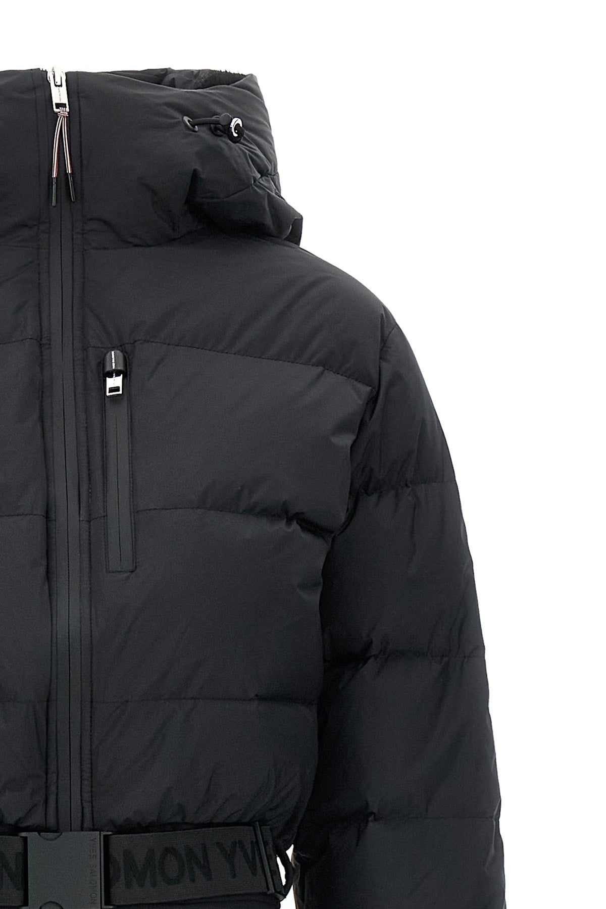 the yves salomon interno in visone ski suit features a hybrid construction in