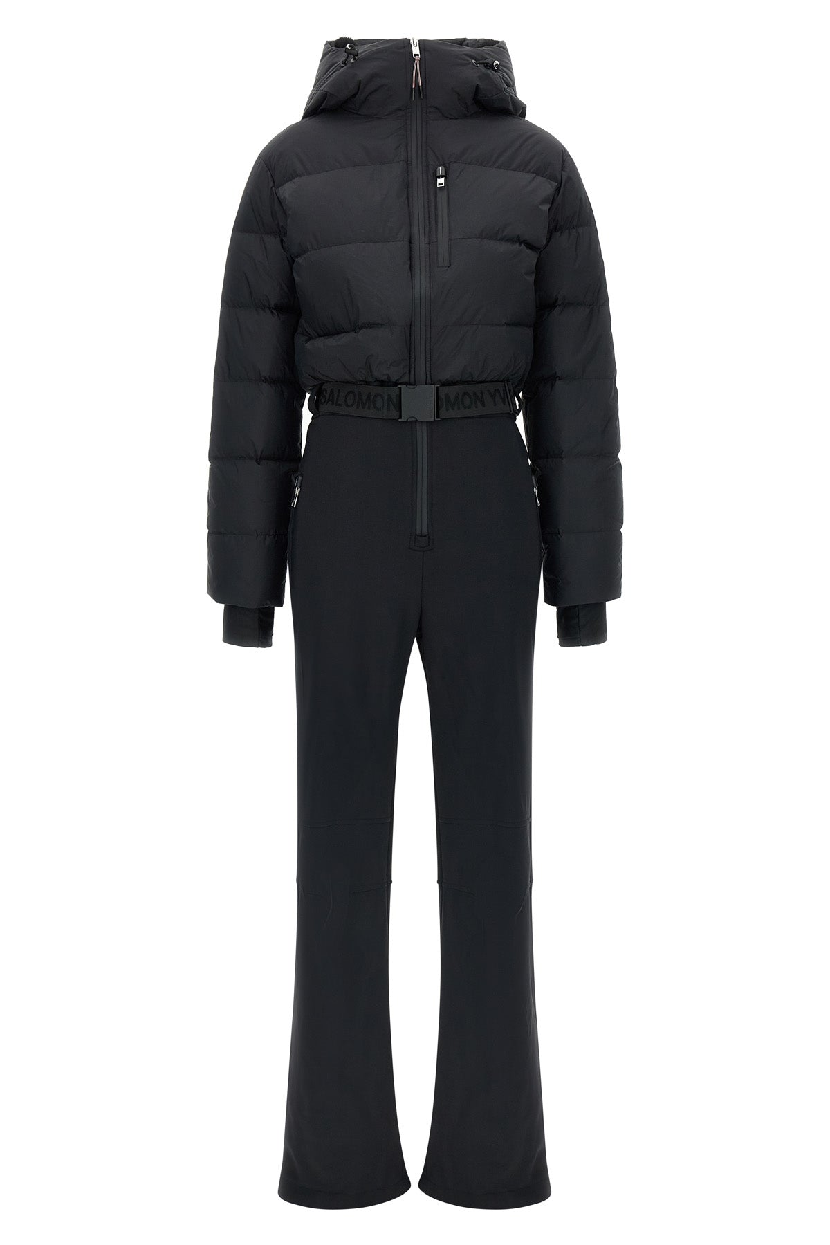 the yves salomon interno in visone ski suit features a hybrid construction in