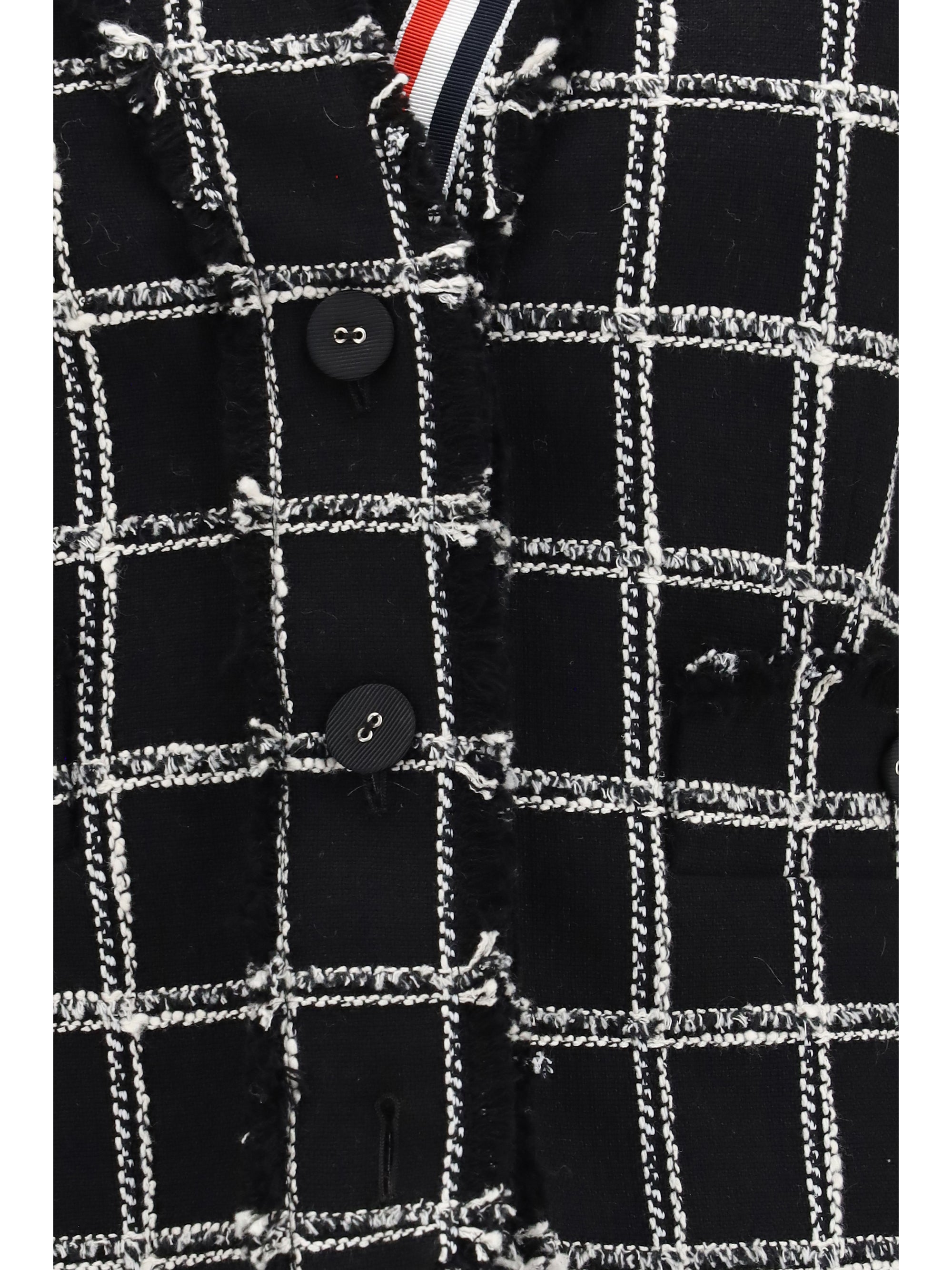 checked tweed cardigan jacket