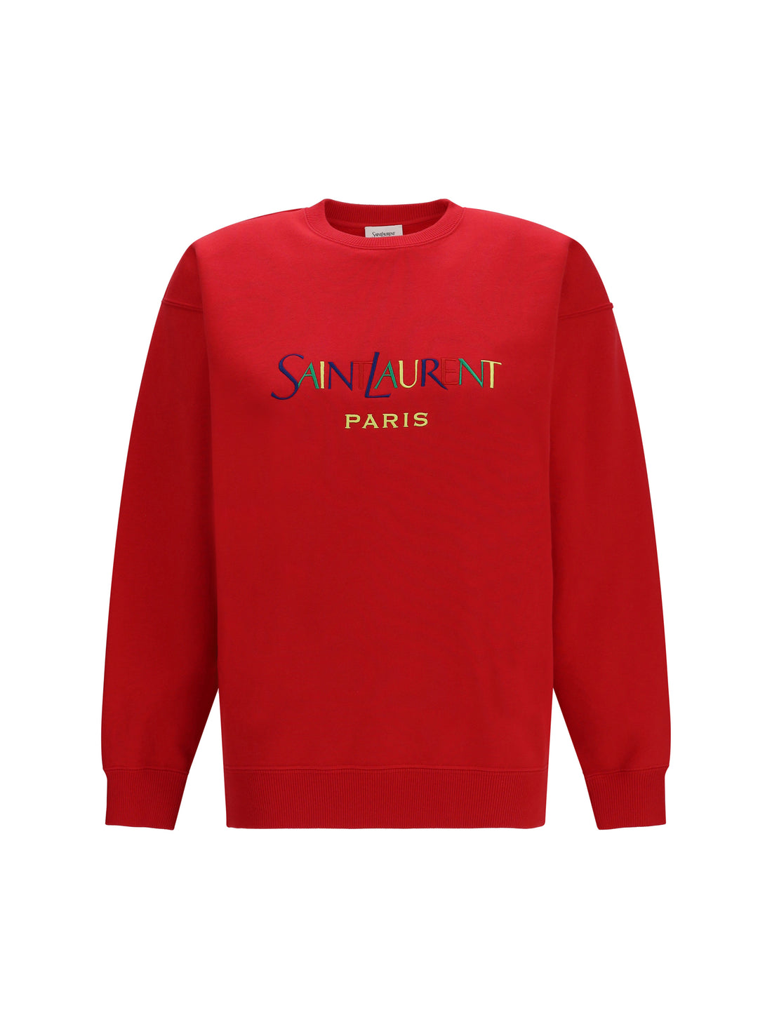 SAINT LAURENT M cotton crewneck sweatshirt with saint laurent paris embroidery